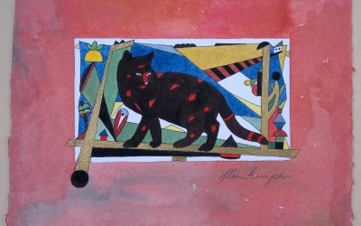 031-Schwarze Katze - Aquarell