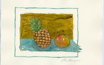 G08 Ananas, Granatapfel - Aquarell